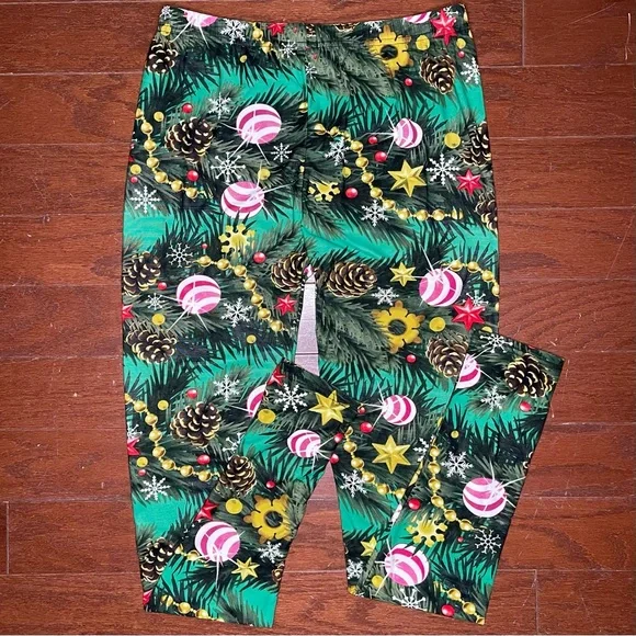 Christmas Tree Holiday Ornaments High Waist Leggings Santa Small / Medium 4 - 10 - Picture 11 of 11